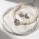 Set 2 items; Earrings, Kilence "Heart" large pearls, white color in silver