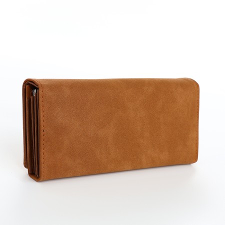Women's wallet on the button, brown color-1