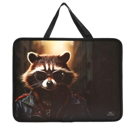 Folder with A4 handles, 330 x 260 x 75 mm, plastic, handle, calligrata "raccoon"