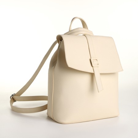 City backpack of artificial leather with lightning, milk color