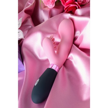 Massager 3 in 1 Eromantica Ornella, pink color, silicone, 21.5 cm-6