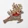 New Year's Brooch "Deer" in a scarf, the color is red-white in gold