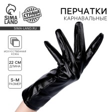 Carnival accessory- gloves, color black metallic, artificial leather