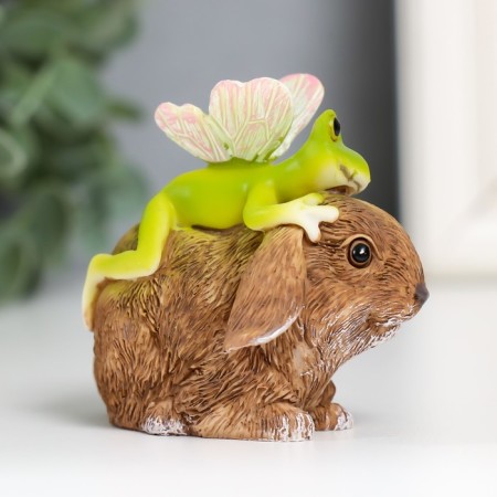 Polystone souvenir "Pyramid - rabbit, frog and butterfly" 6.3x6.7x4 cm-3