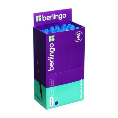 Ballpoint handle Berlingo "Tiangle Twin", 0.7 mm, needle rod, blue 309748-8