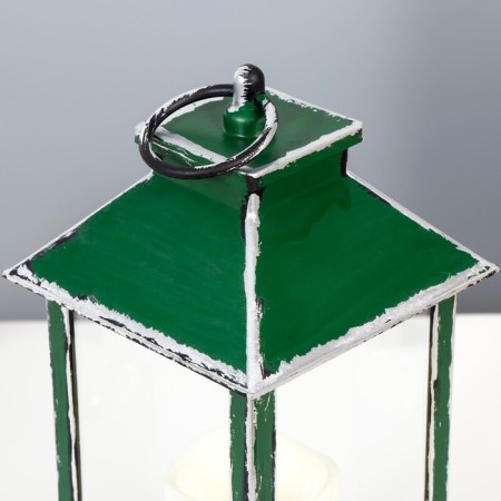 Nightlight "lantern with a candle" LED from batteries 3HAAA green 14x14x29.5 cm Risalux-4
