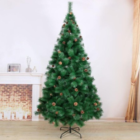 Cedar green cones 240 cm, D needle 10 cm, D of the lower tier 140 cm, 510 branches, metal stand