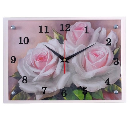 Carty clock is wall-mounted, interior "roses", silent, 25 x 35 cm