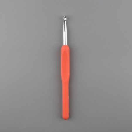 Knitting hook, with a plastic handle, d = 6 mm, 14 cm, pink color-1