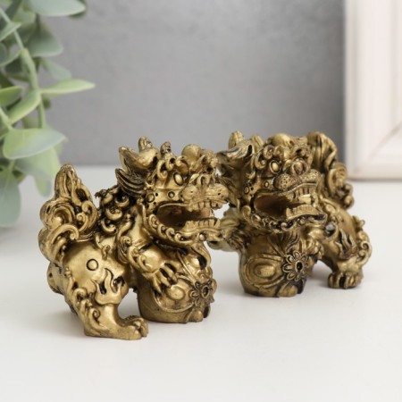 Nezke Polystone set 2 pcs "Heavenly Lions of Buddha" 4x6x5 cm-1
