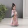 Polystone souvenir "Girl in a kimono with a mirror" pink-lilac 6x7.5x18 cm