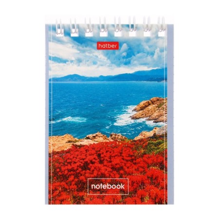 Notepad A7, 40 sheets in the cage on the crest "Great landscapes", cover coated cardboard, mix-5