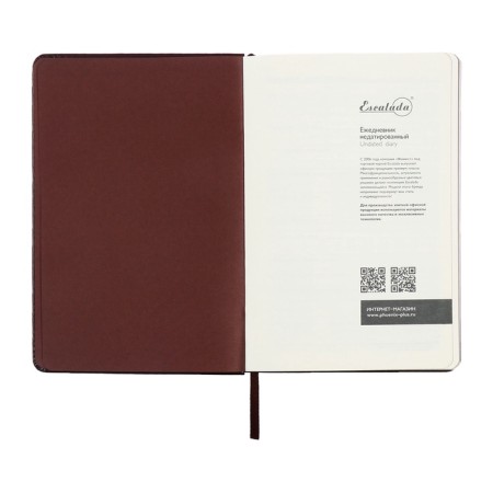 Diary of Leduced A5, 160 Escalada sheets, hard -leather cover, perforation, pancake embossing, lies, cream block 70g/m2, brown-5