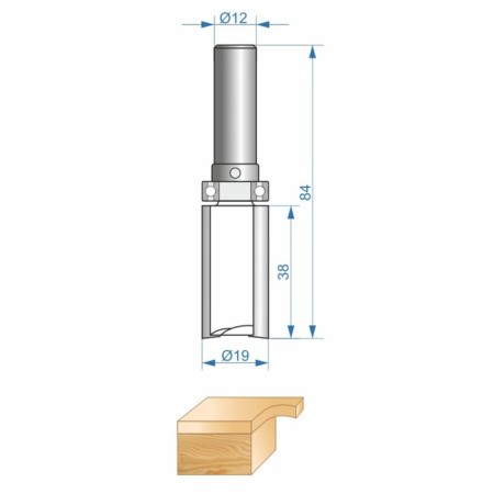 Clesteric Encor Prof 46184, straight, on wood, d = 12 mm, 19 x 38 mm-3