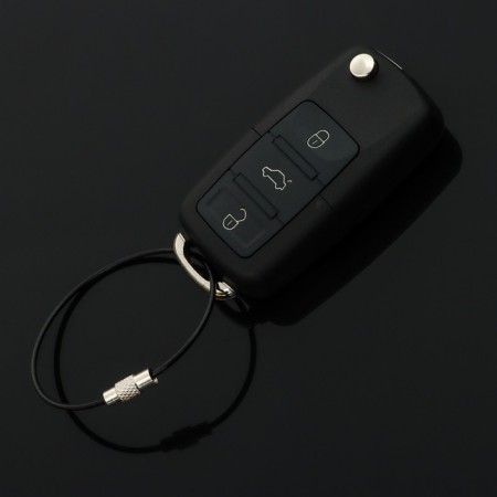 TORSO keychain, steel cable, 15 cm, black