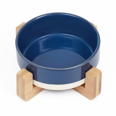 Ceramic bowl on a stand 450 ml 13 x 5 cm blue with white-2