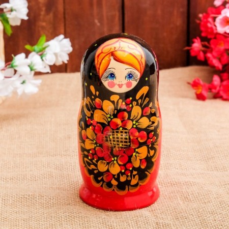 Nesting doll "mountain ash", black handkerchief, 5 puppet, 18 cm-7