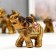 Souvenir Polystone "Seven elephants in Red Popone with pearls" h = 10.3; 9; 7.6; 7; 6.2; 5.5; 4.2 cm