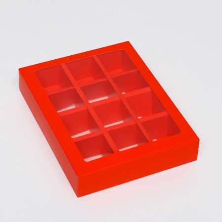 Box for sweets, 12 pcs, scarlet, 19 x 15 x 3.5 cm-1