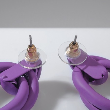 Earrings Metal "Botthega" two ovals, purple color-2