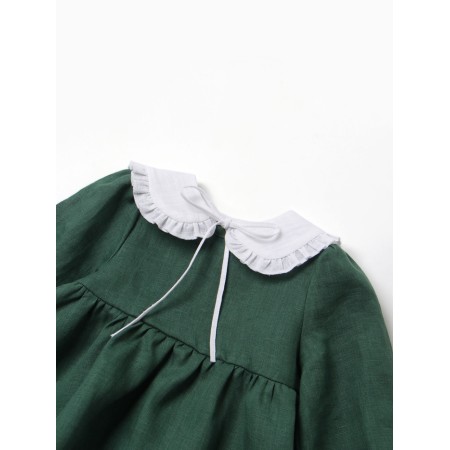 Dress with collar crumb I am Linen, 74-80, Green-1