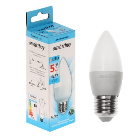 Smartbuy, E27, C37, 5 W, 4000 K, daylight light lamp