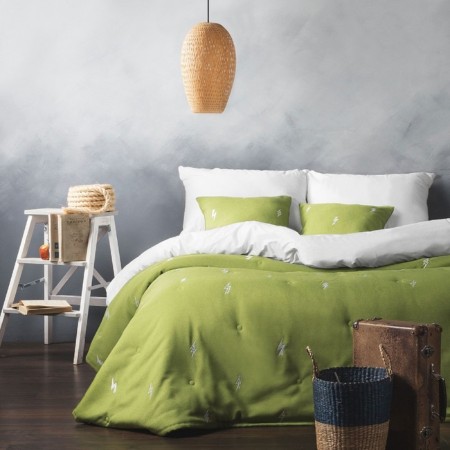 Set "Flash": a bedspread 160 x 220 cm, pillowcase 40 x 40 cm - 2 pcs, green color