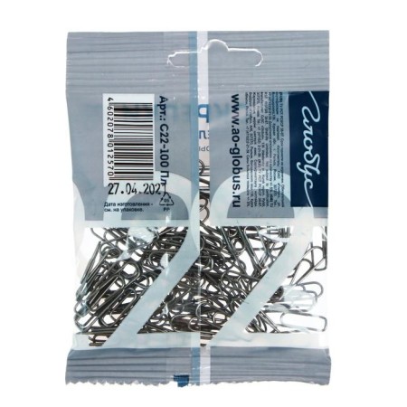 Office clips Globus, 100 pcs., 22 mm, without covering, Floo-pack-1