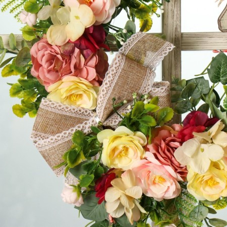 Wreath on the door interior "Easter bunny with roses" d = 35 cm-2