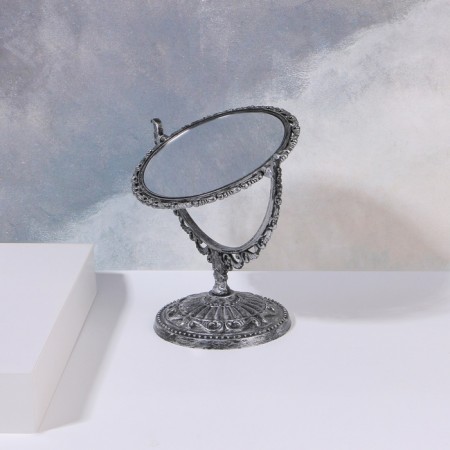 The mirror is desktop, bilateral, with an increase, D mirror surface 9.7 cm, silver color-3