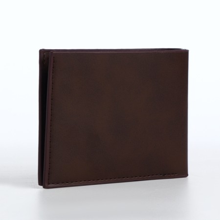 Male purse without fastening, department for cards, coins, brown color-2