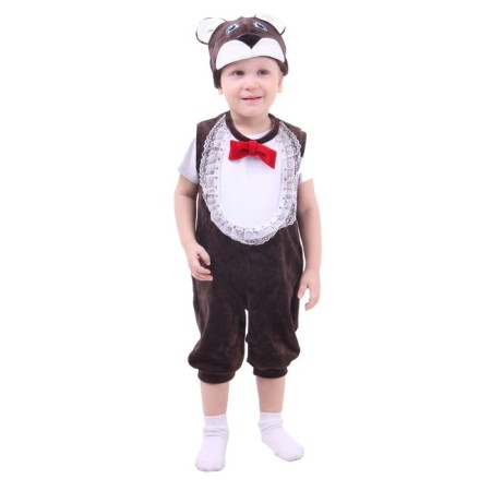 Carnival costume for a boy from 1.5-3 years "Teddy bear", velor, overalls, hat-1
