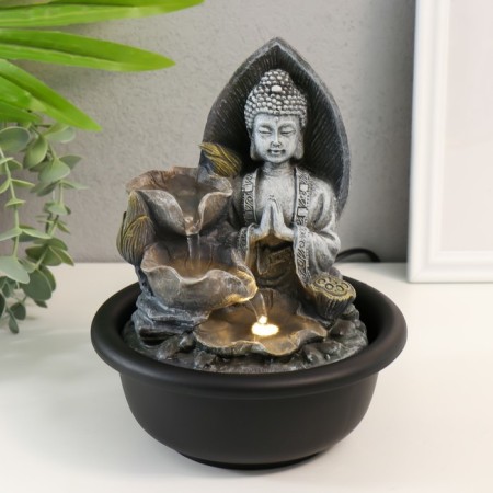 The desktop fountain from the network, the backlight "Buddha in lotuses" 16x16x19 cm-6