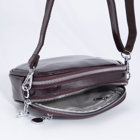 Cross-Bodi bag with zipper, burgundy color-7