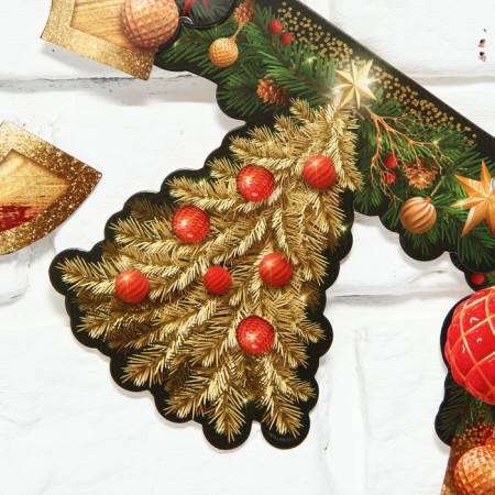Girland on the eyelets “Happy New Year”, Christmas tree, gold letters, 210 cm-4