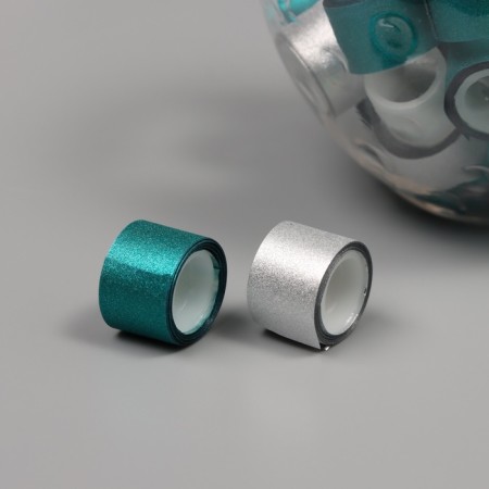 Adhesive tape plastic in the jar "Glori. Silver, Blue" N-r 40 pcs 1.2 cm, dl.0.9m 7x7x9 cm-4