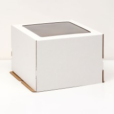 Box for a cake with a window, white, 26.5 x 26.5 x19 cm