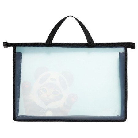 Folder with A4 handles, 335 x 235 x 55 mm, plastic, handle, calligrata "cat panda"-2