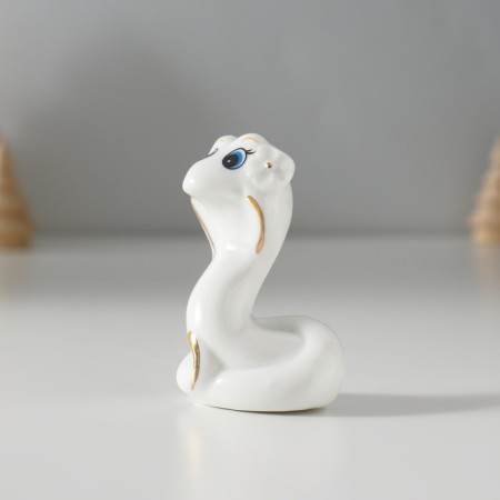 Souvenir Ceramics "Snake with Flower" with gold 2.7x4x6 cm-1