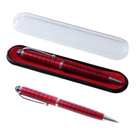 Gift, ballpoint, rotary handle, in a plastic case, burgundy with silver inserts, "Scottish"-1