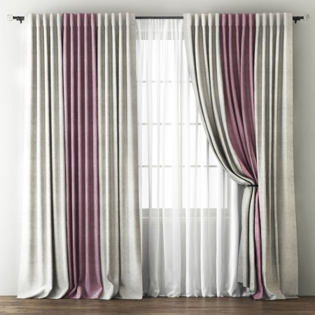 Kirsten curtain set, 240 x 270 cm size, cream / pink