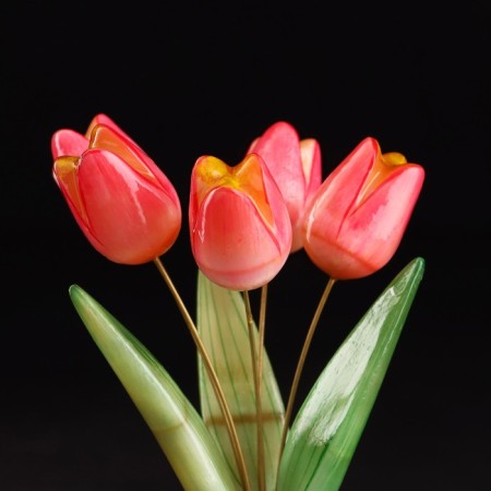 Souvenir "Vase Tulip", 5 flowers, selenite, small, selenite-3