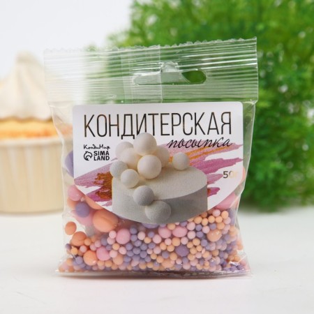 Sprinking confectionery in color glaze (pink, lilac, orange), 50 g-1