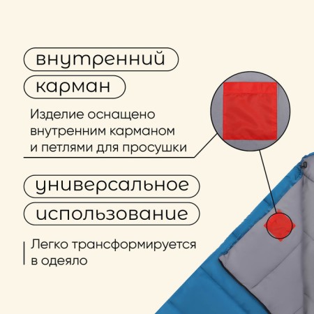 The sleeping bag Maclay Camping Comfort Cool, blanket, 3 layers, left, 220x90 cm, -5/+10 ° C-5