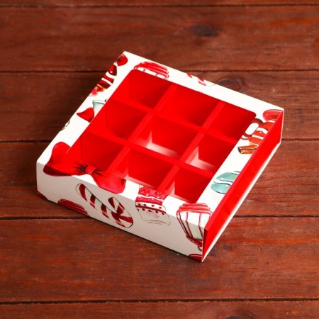 Folding box under 9 sweets, New Year's flashlight, 13.7 x 13.7 x 3.5 cm-2