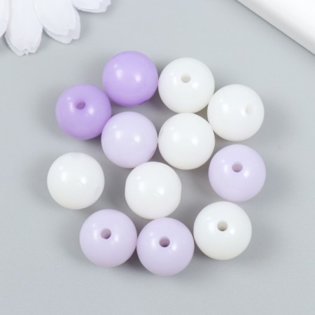 Plastic beads "from white to purple" glossy set 25 grams mix d = 1.6 cm