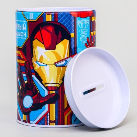 Metal piggy bank, 6.5 cm x 6.5 cm x 12 cm "First Million", Avengers-5
