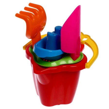 Sand set No. 119: bucket 0.6 l, sieve, blade 19 cm, rake, 1 boat small-5