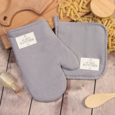 Set of kitchen. Ethel ECO, col. Gray: mittens 20x28 cm, take 19x19 cm, 70% HL, 30% linen, vati