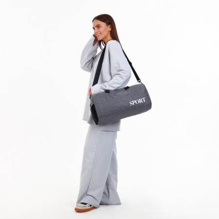 Sports bag with lightning, long belt, gray color-4